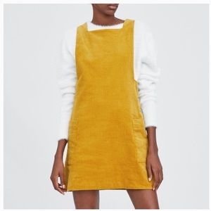 Zara gold corduroy overall dress